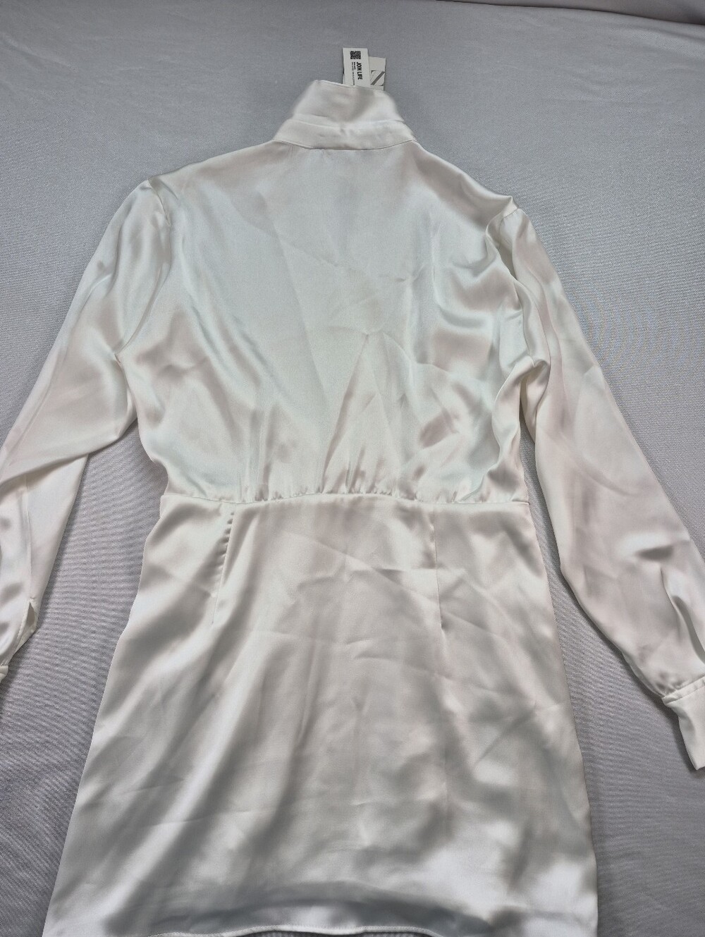 Zara Women's L White Silk Effect Draped Long Sleeve Shirt Dress 4437/098 NWT - Picture 16 of 16